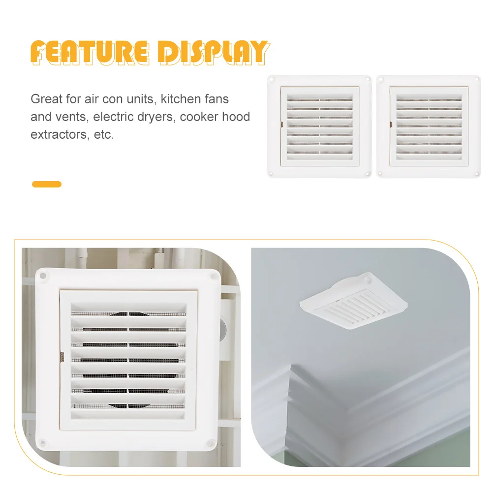 Copertura per zanzariera da 2 pezzi per presa d'aria a parete esterna, copertura di sfiato con feritoia in plastica resistente, presa d'aria per cappa di scarico resistente alle intemperie