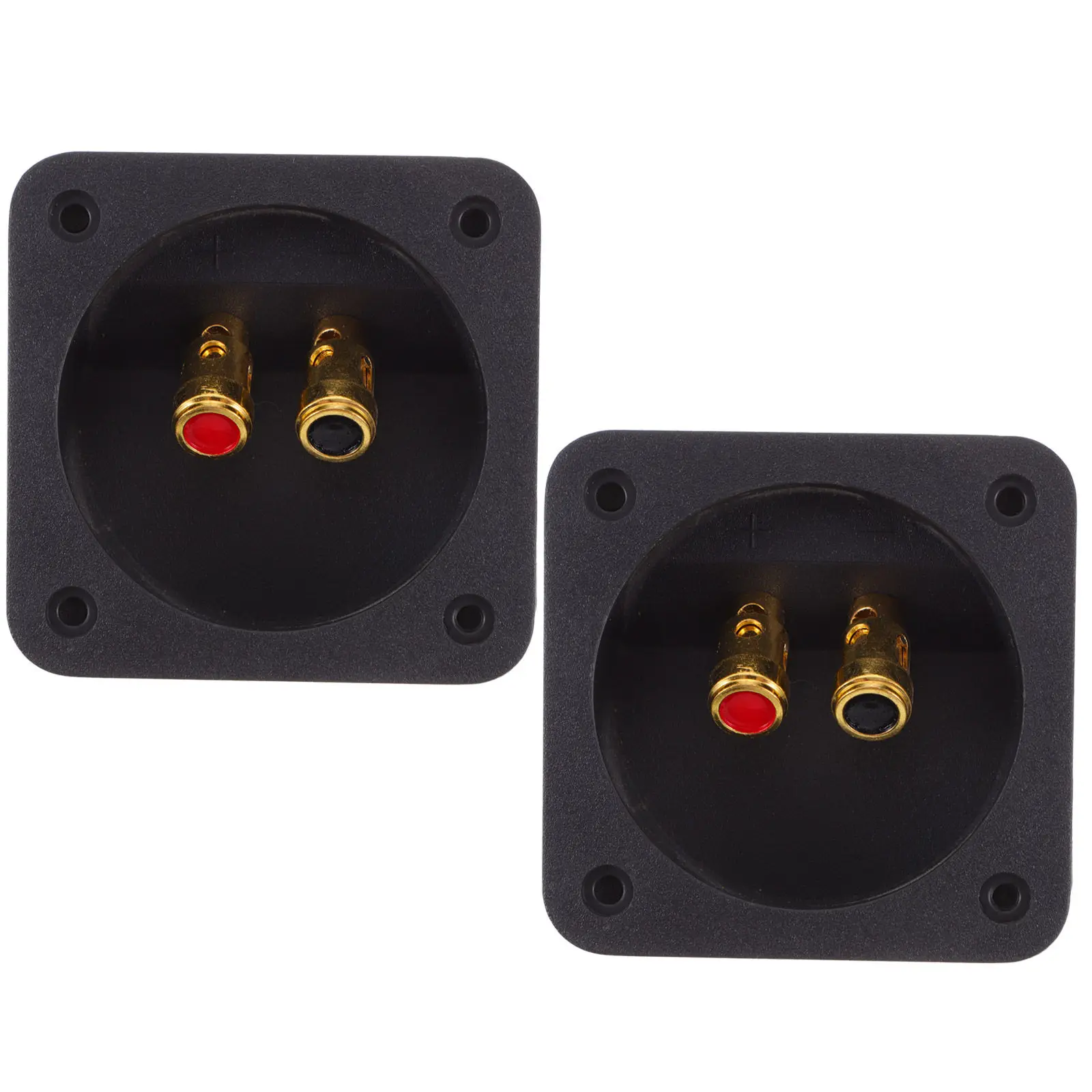 2pcs Speaker Terminal Connectors for Enclosures – Subwoofer Box Terminal Cups with ± Flags & Spade Soldering