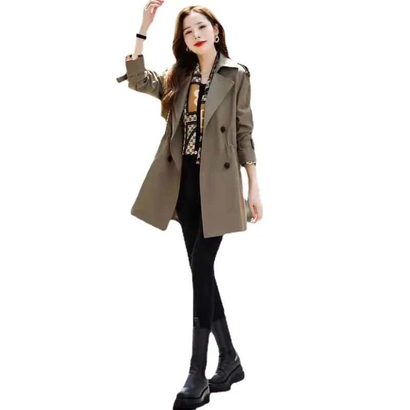 Jackets  Trench Coat for Women Clothes  Women Fashion Outerwear French Style Turn Down Collar Solid Spring and Autumn