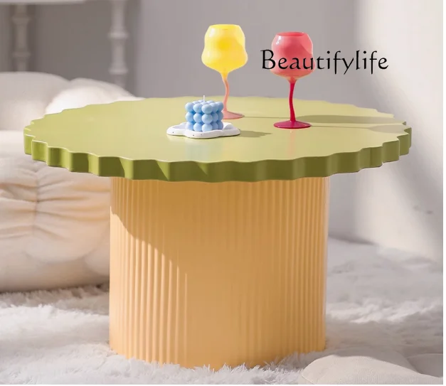 

Color small coffee table small apartment living room side table creative small round table coffee shop cream style