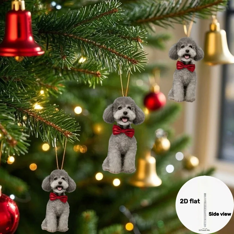 

2D Flat Acrylic Car Ornament Christmas Tree Pendant Hanging Decor for Home Festive Holiday Gift Cute Auto Interior Accessories