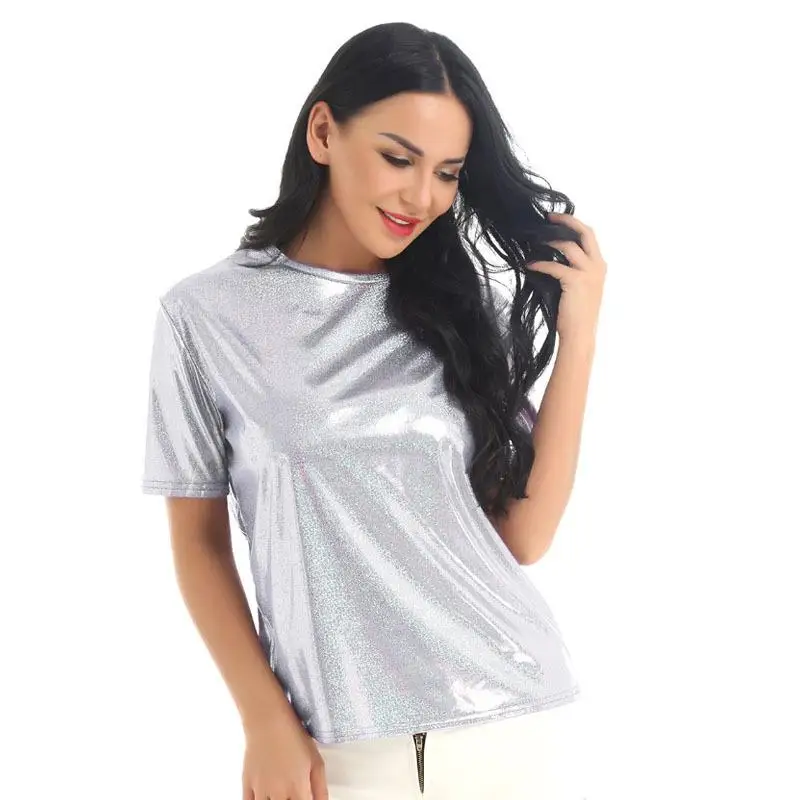 Damen Base IRT T-Shirt Ele Sle Loose Fit Polyester Spandex ort Sve Crew Ne Color Unterwäsche Top