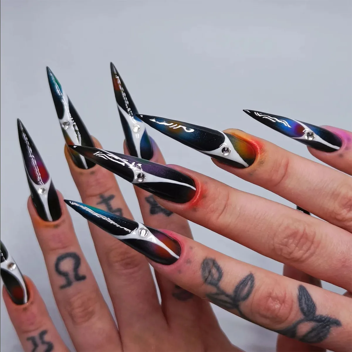 

24Pcs Ultra long and sharp style False Nail Wearable Manicure Press ON Nails Solid
