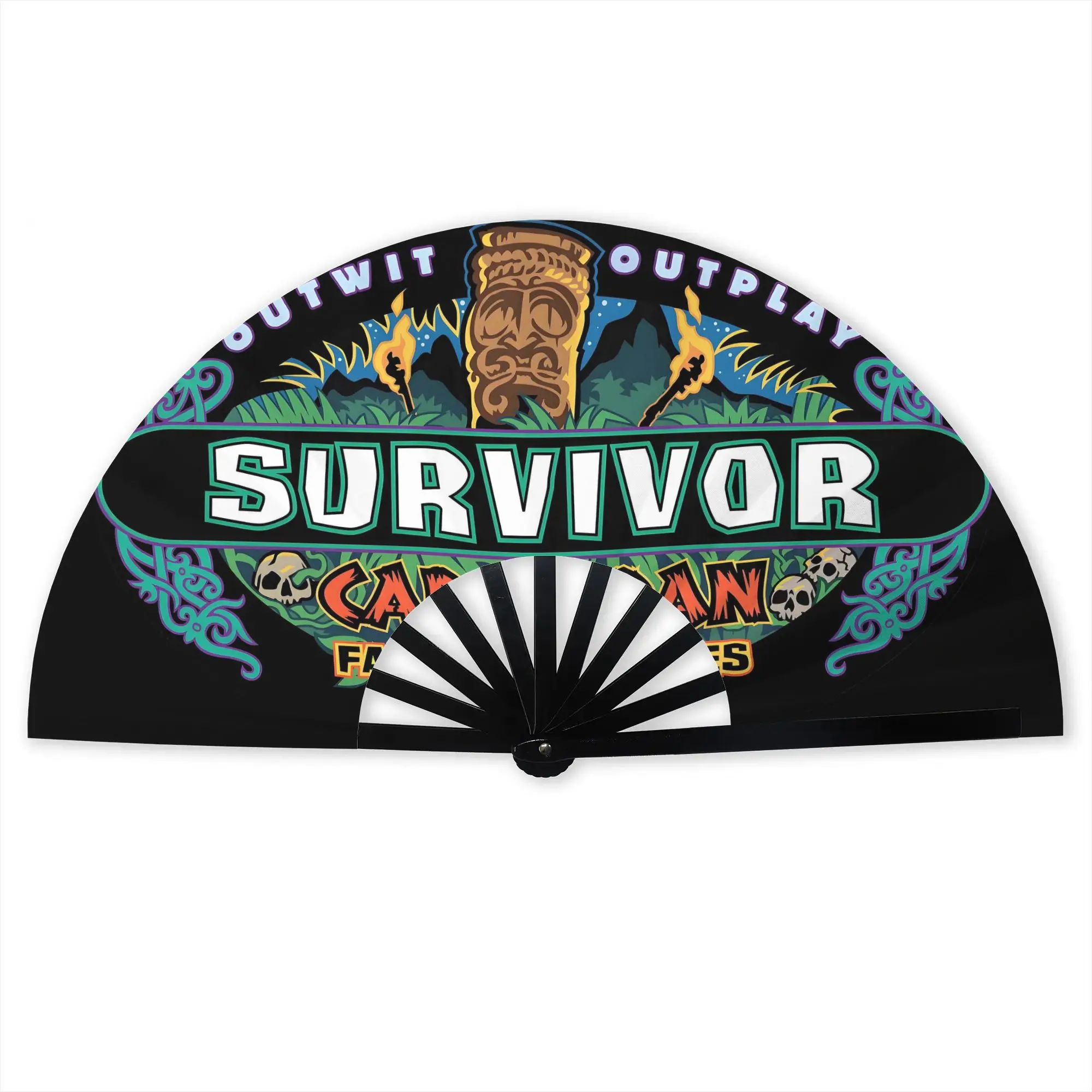 Only S-Survivors Caramoan Portable Pocket Fan Outdoor  Folding Fan Chinese Dance Cooling Handheld Fans