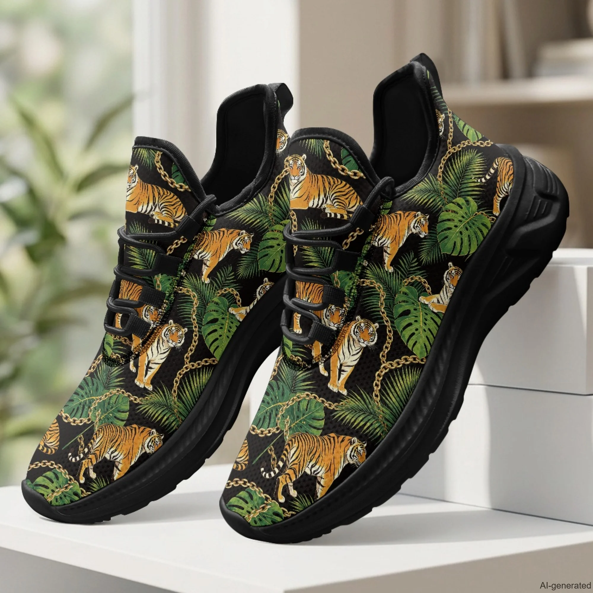 XIXIRIMIDO Womens Walking Shoes Tiger Print Football Sneakers Mens Gym Sports Casual Fashion Shoes Trainers Shoes 35-48