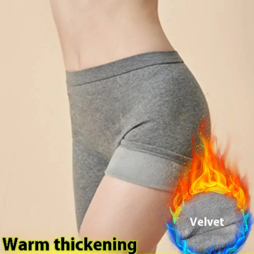 

Women's Thermal Underwear Thickened Fleece Shorts Winter Safety Anti-light Warm Hot Boxers Middle-aged Elderly Underpants Pants