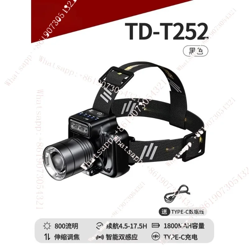 

Налобный фонарь Xinst с мощным светом, зарядкой и длительным временем работы от аккумулятора, для рыбалки на открытом воздухе и в море ночью.