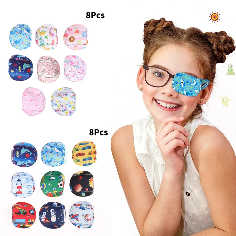 

4/8Pcs Children's Amblyopia Eye Patch Cartoon Single Eyeshade Washable Kids Strabismus Correction Astigmatism Training Eyeshade