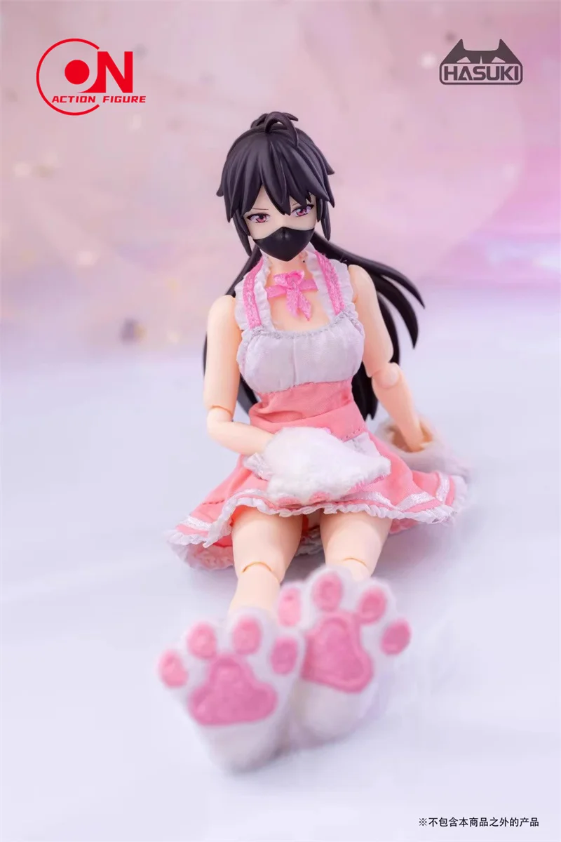 HASUKI 1/12 مقياس CS010 فتاة فستان خادمة CS011 لطيف القط مخلب نموذج صالح 6 ''أنثى الجندي عمل الشكل الجسم الدمى #4