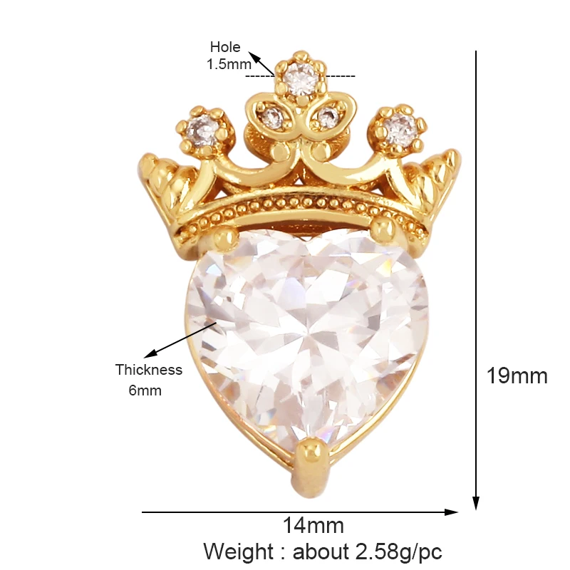 Palace Love Heart Enamel Oil Dropped Charm Pendant,18k Gold Plated Inlaid Full Zircon Necklace Bracelet Jewelry Supplies M58
