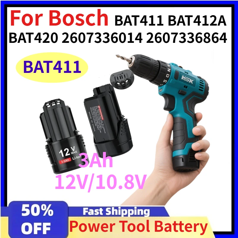 

3000mAh Lithium Battery for Bosch 12Volt/10.8Volt Power Tool Battery BAT411 BAT411 BAT412A BAT420 2607336014 2607336864