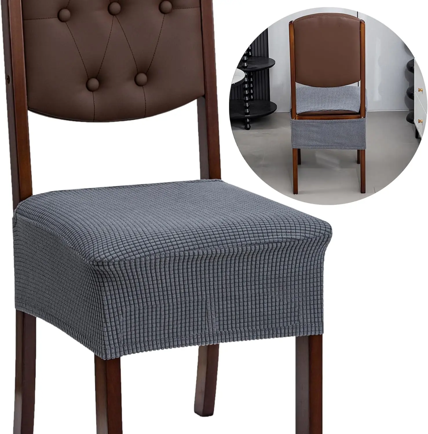 

Chair Seat Covers For Dining Room Set Of 6 Stretch Chair Seat Slipcovers Protector Removable And Washable Kitchen Chair Covers