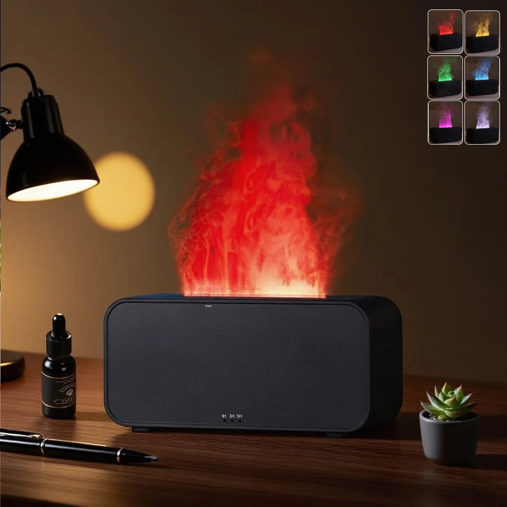 

Ароматический увлажнитель воздуха, диффузор аромата, домашний диффузор эфирного масла, автоматический увлажнитель воздуха с пламенем, создатель тумана со светодиодной подсветкой