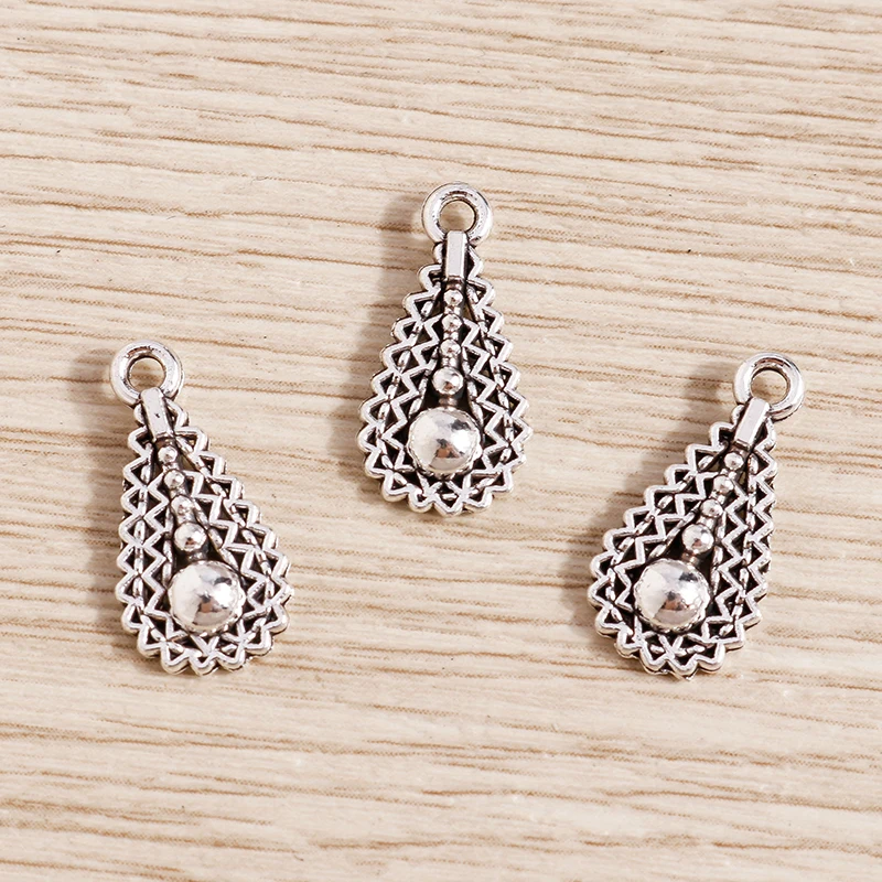 Tusember 50 Stück hohle, wassertropfenförmige Anhänger aus Legierung für handgefertigte Halsketten, Ohrringe, Damenschmuck, Accessoires – Detail 3