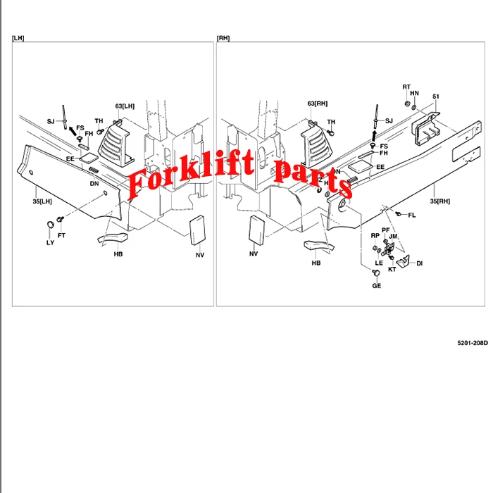 Toyota forklift parts 7FB10-15 top frame baffle plate trim 51937-13130-71