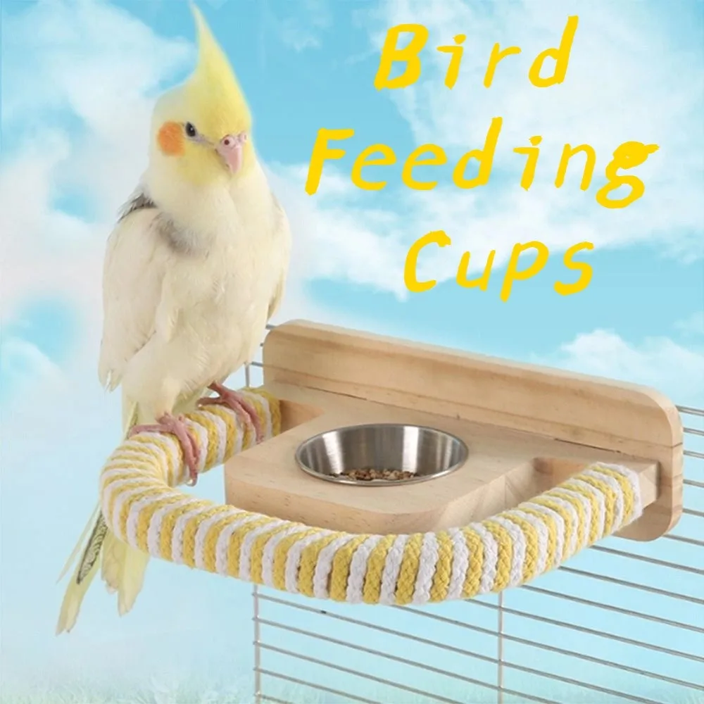 

Cotton Rope Chewable Parrot Feeder Hanging Multi-color Parrot Feeding Box Easy To Clean Natural Parrot Play Stand Bird Supplies