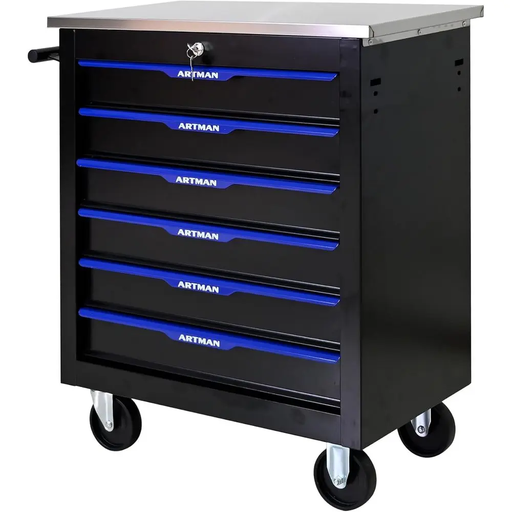 

6-Drawer Mobile Tool Chest, Stackable Rolling Cart, Garage & Workshop Storage Organizer
