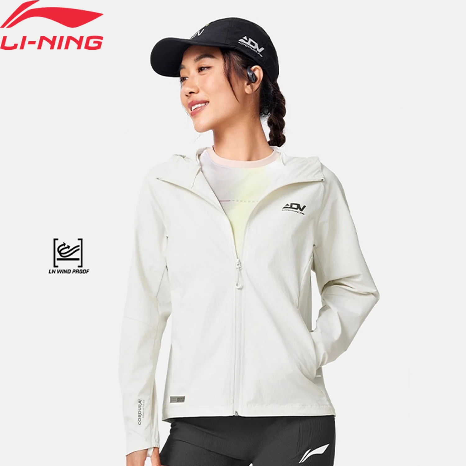 

Женская ветровка Li-Ning для бега LN WIND PROOF, удобная водонепроницаемая куртка без PFC, дышащая куртка с капюшоном на подкладке AFYV002