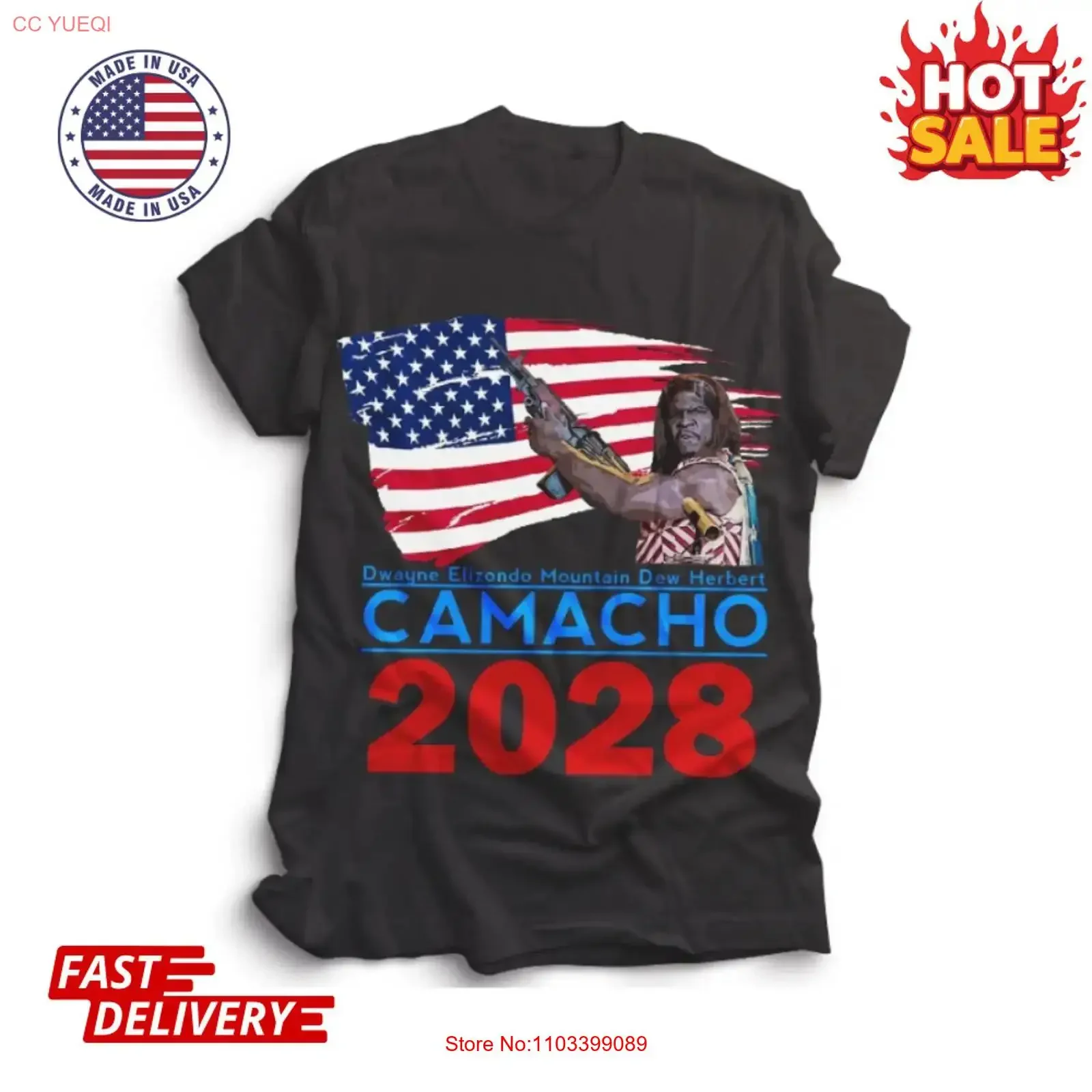 Camiseta divertida inspirada en las elecciones Idiocracy President Camacho 2028, talla S-5XL, nueva, estilo vintage, lavada, con gráfico estirado, cómoda para hombre.