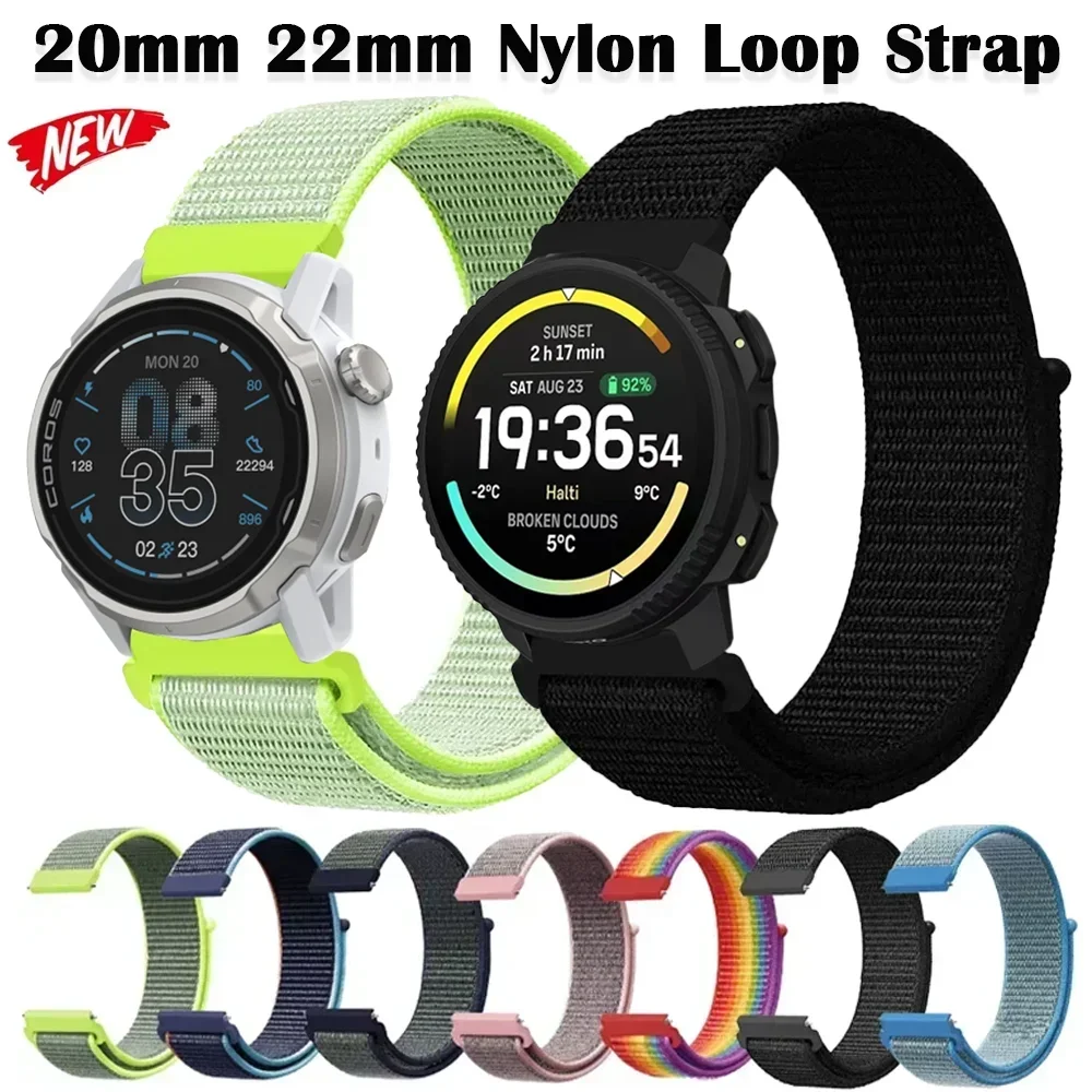 20mm 22mm Nylon Loop Strap for Suunto Vertical 2 Race 2 S Run Ocean Bracelet COROS APEX 4 42mm PACE 4 Pro CMF Watch 3 Pro 2 Band