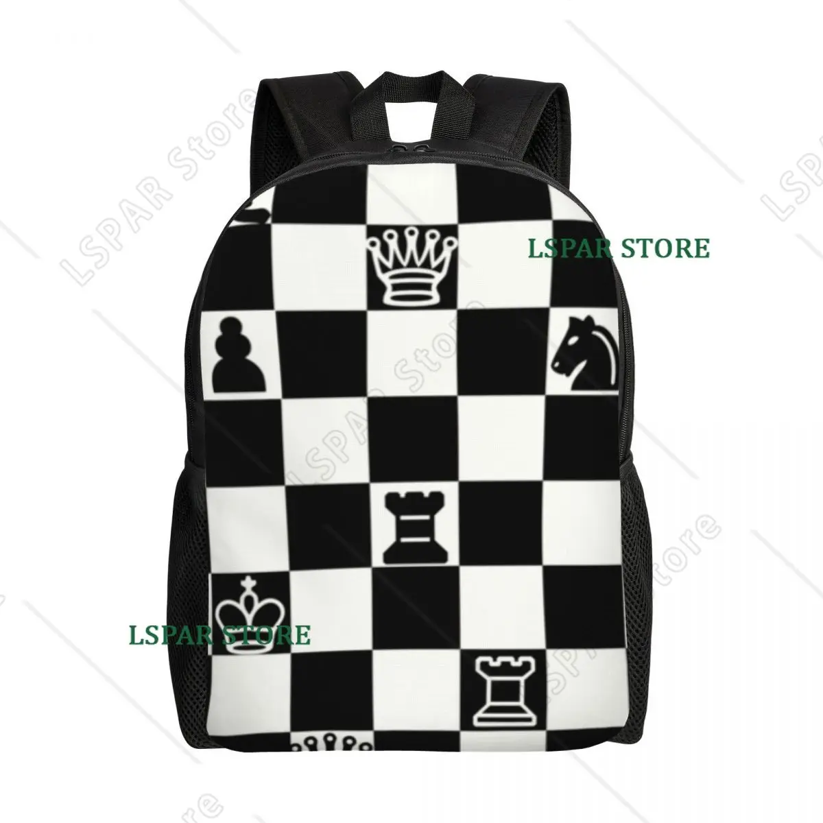 

Custom Fashion Chess Backpacks Women Men Casual Bookbag for School College Chessboard Game Bags