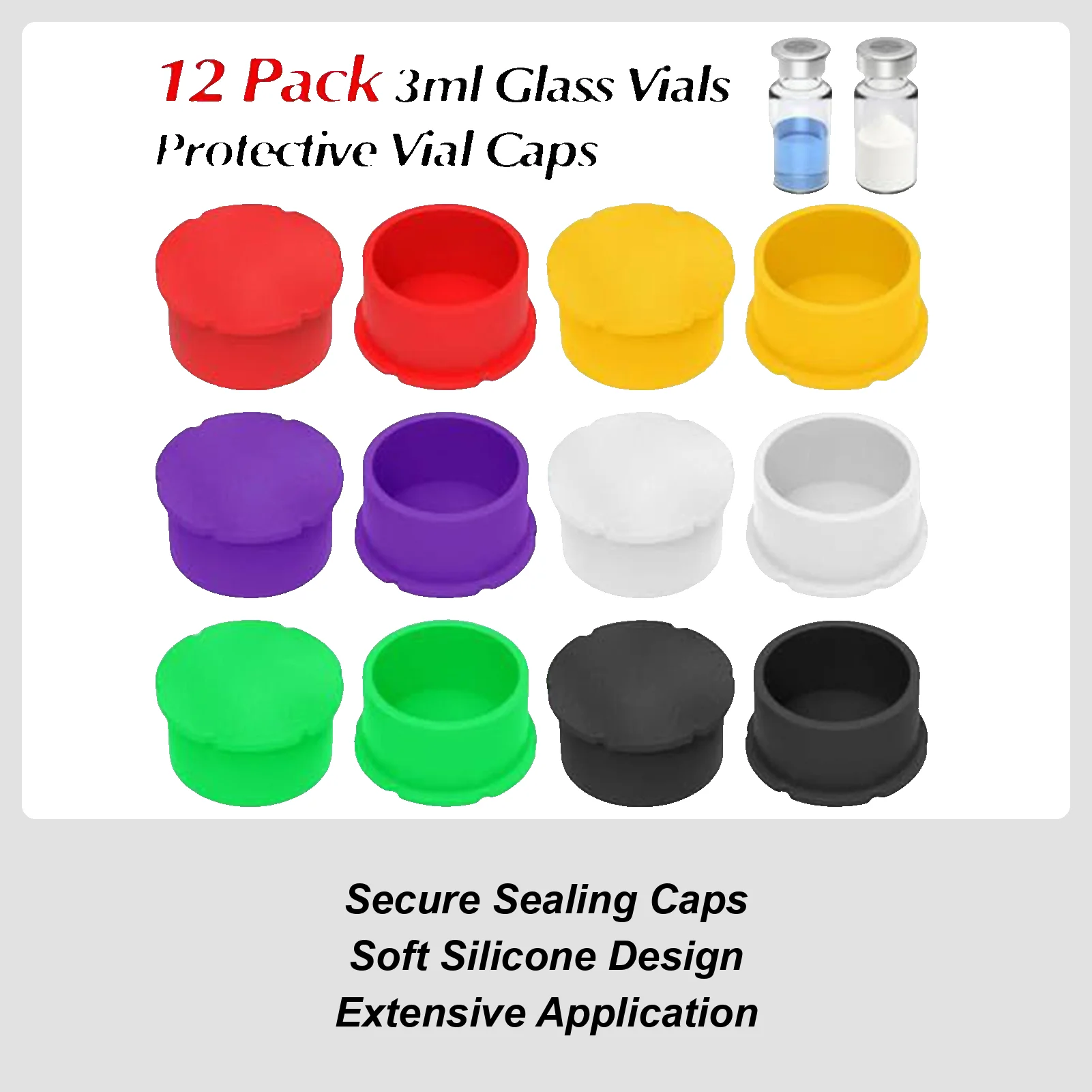 Mini Vials Caps 6 Piece Multipurpose Labware Lids Caps for Glass Vials for Lids Quick Organization Identification Industrial