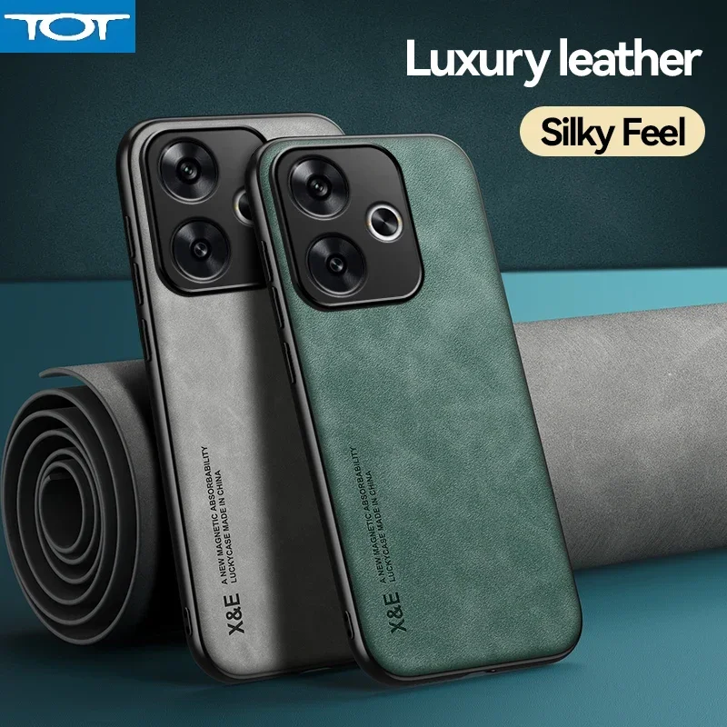 

Магнитный замшевый кожаный чехол в стиле ретро для Xiaomi Poco F6 Pro PocoF6 Pro, противоударный матовый силиконовый мягкий чехол