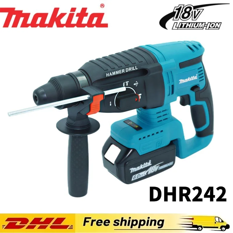 🔥 Marteau perforateur rotatif sans fil Makita DHR242 18V, sans balais, 24 mm, béton, 4700 IPM, 3 modes, usage intensif, professionnel 🛠️