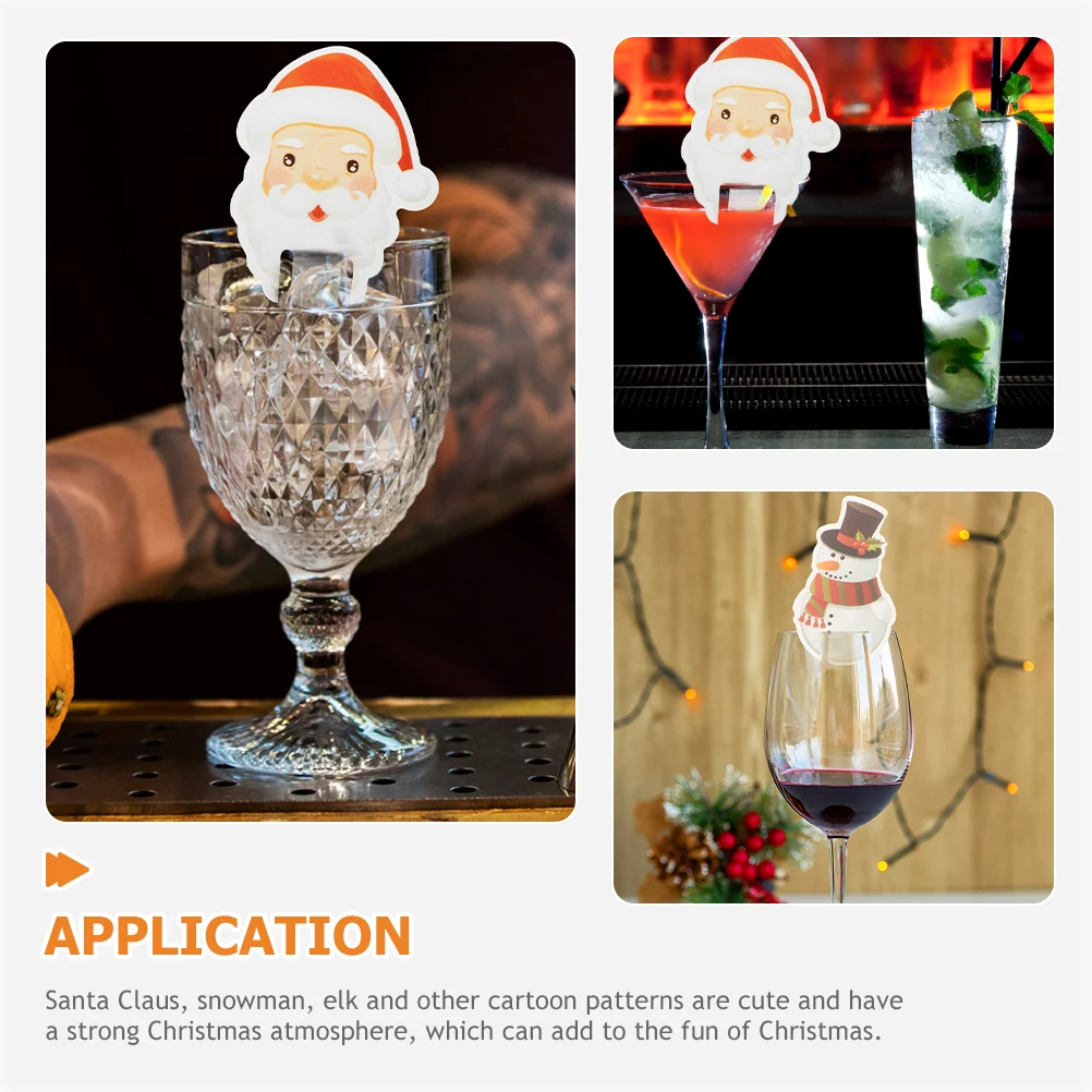

80pcs Wooden Wine Glass Charm Christmas Cup Ornament Decorative Marker Clip For Party Kitchen Bar Tools Santa Snowman Elk