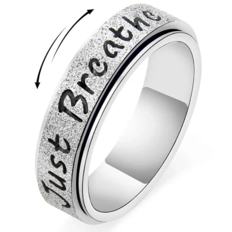 New product tasting price Fidget Spinner Ring for Women - Just Breathe Inspirational Hope Rings, Stainless Steel Anxiety Women'