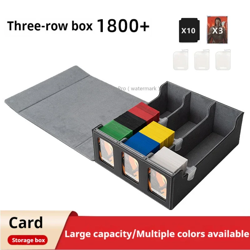 Card Storage Box for Trading Cards 1800+ MTG Deck Box with 10 Dividers 3 Supporter 3 Bricks Commander Card Deck Case With Window