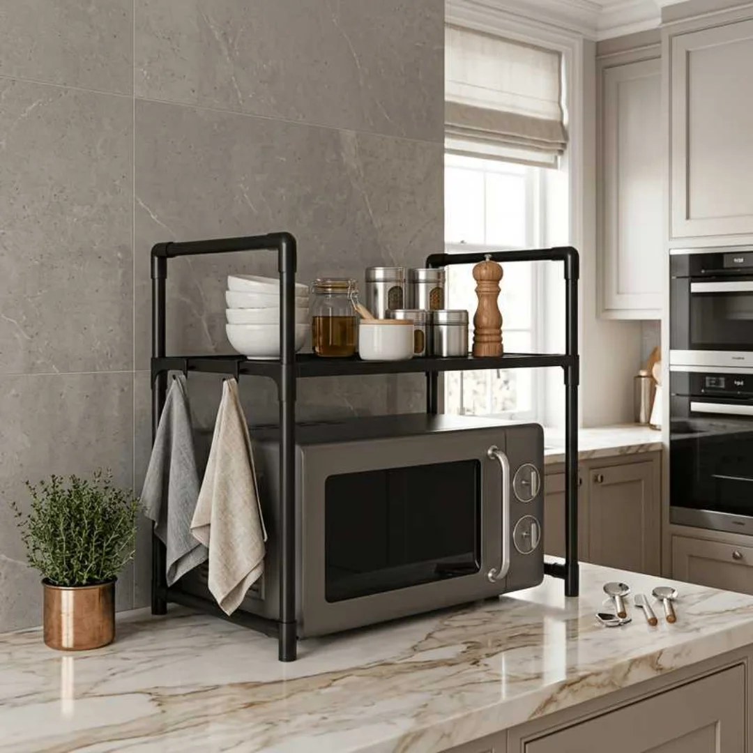 Kitchen Appliances Stores - Multifunctional Microwave Rack with 4 Hooks,Stores