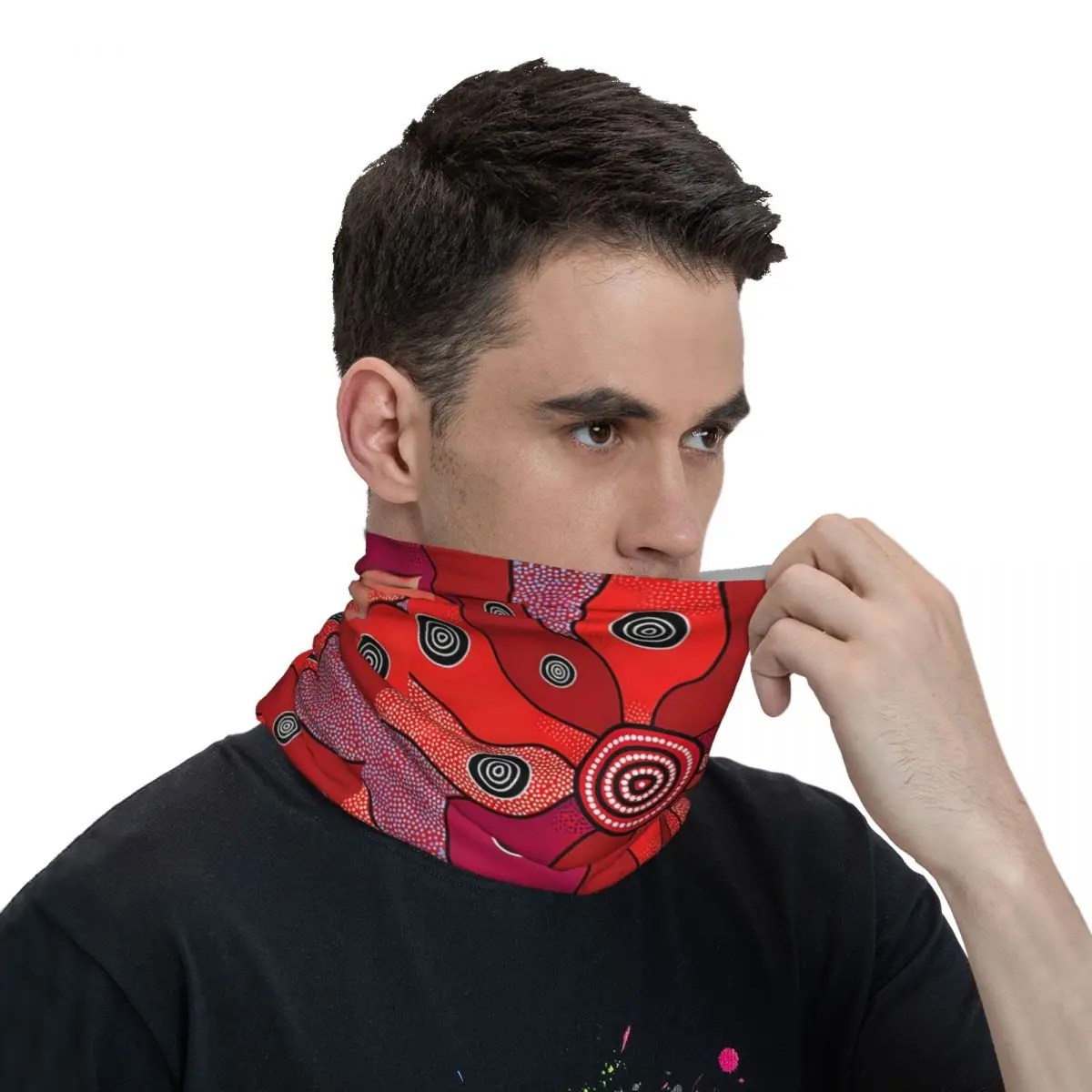 Poliéster Neck Máscara Facial, Art Scarf, Lenço