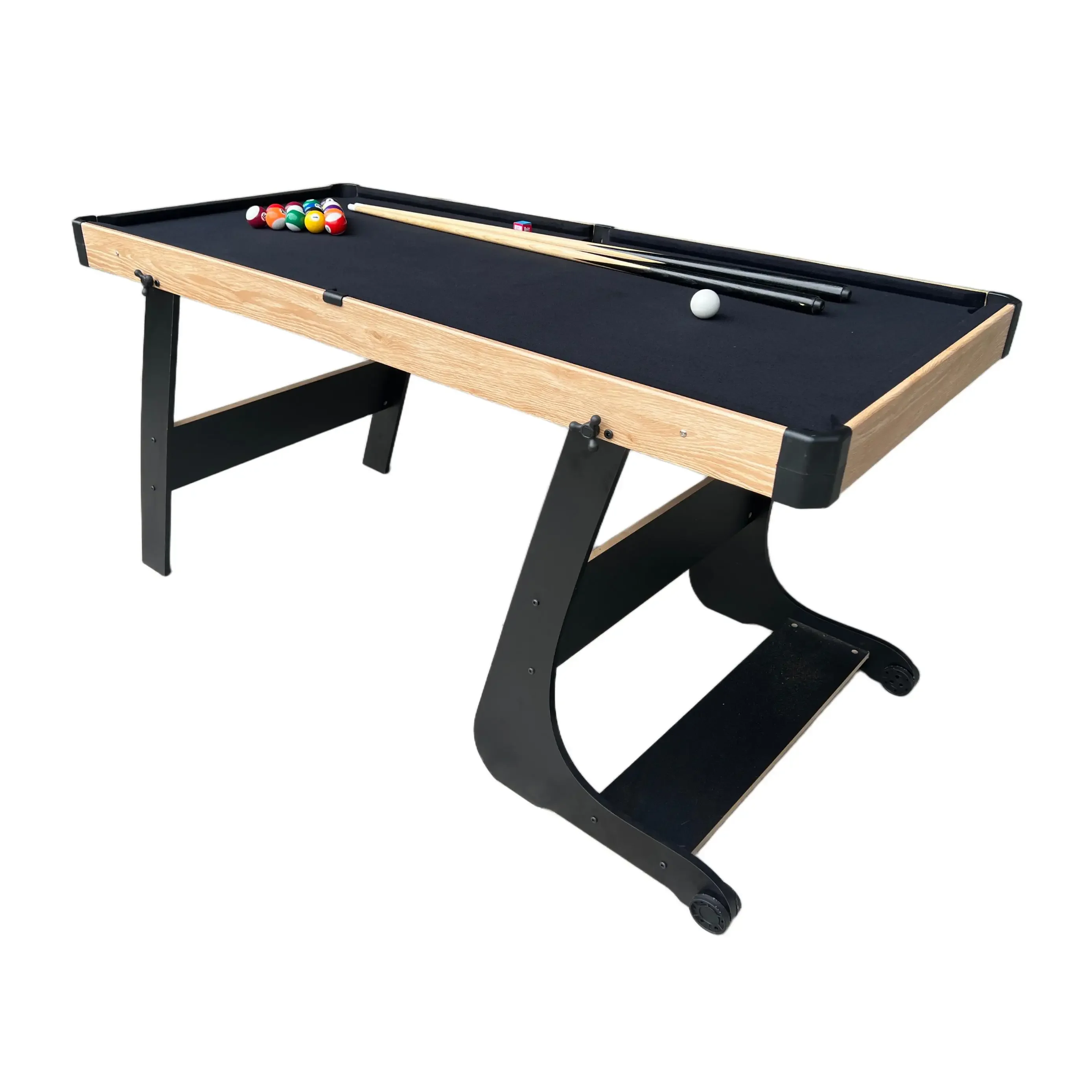 46-Inch Folding Stand-up Indoor Home Use Wooden Billiard & Snooker Table with Custom Logo Durable Plastic Wheels