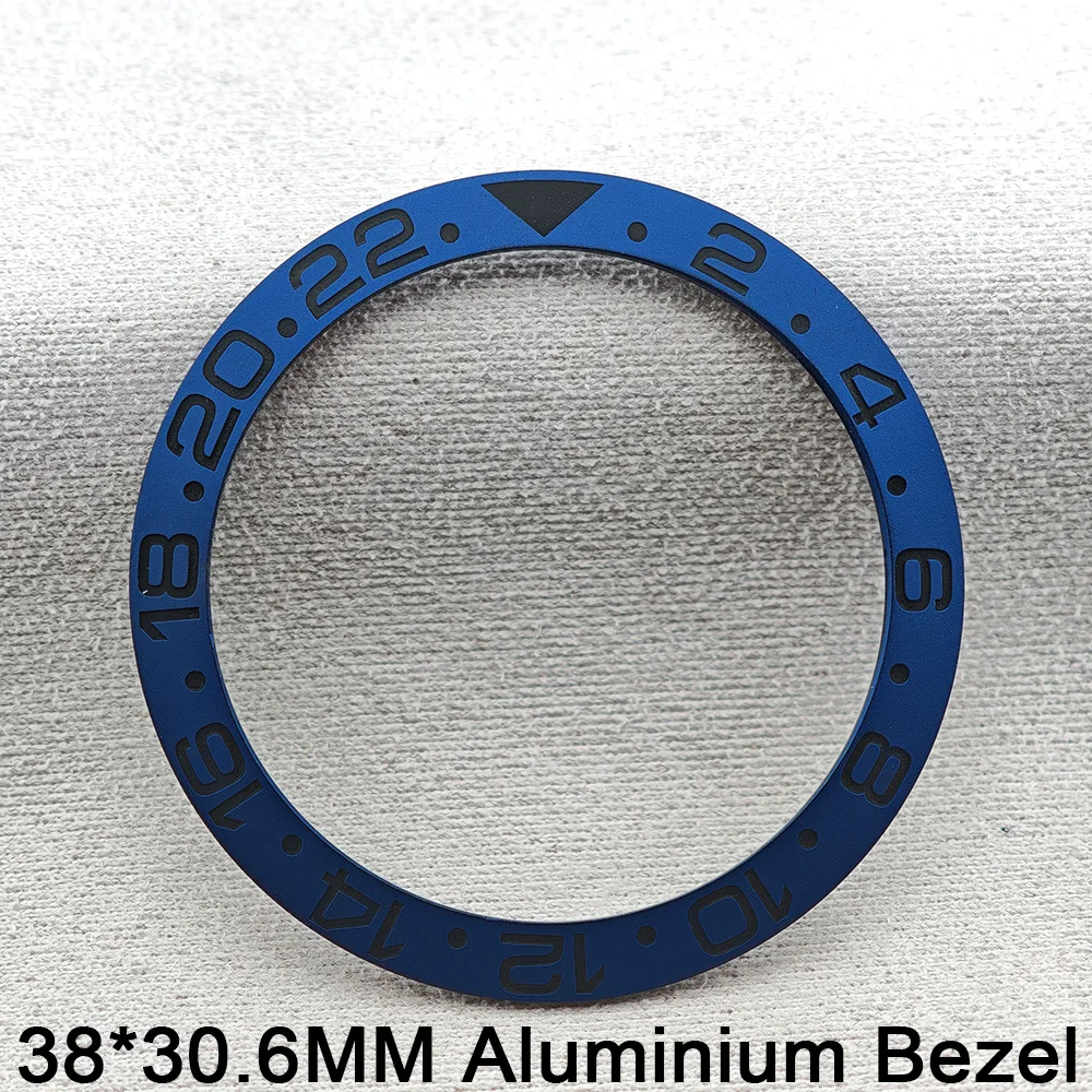 38 مللي متر * 30.6 مللي متر إطار من السيراميك/الألومنيوم بتوقيت جرينتش وإدراج ساعة الغوص يناسب علبة ساعة رجالية 40 مللي متر إدراج بديل الحافة