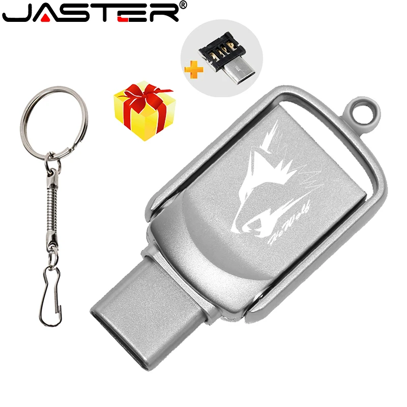 

JASTER Mini Metal 64GB Type C Ultra Dual USB Flash Drive Memory Stick Thumb Pen Drive Adapters Gifts for Business Flash Drives