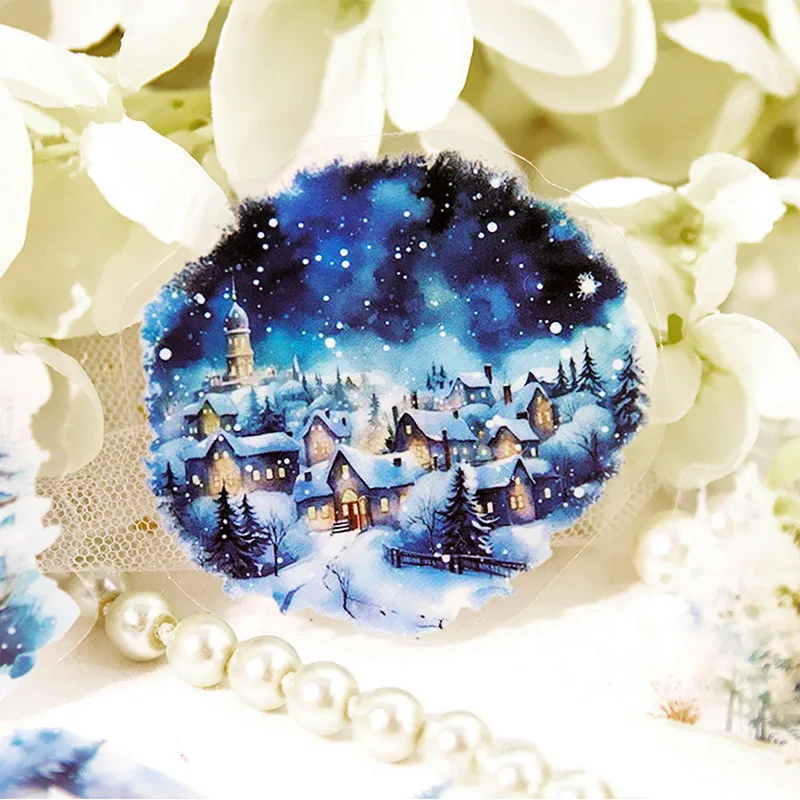 20 Pcs Romantic Snowscape Stickers Set PET Waterproof Stickers For Journaling Planners Scrapbook DIY Arts Crafts Decoration