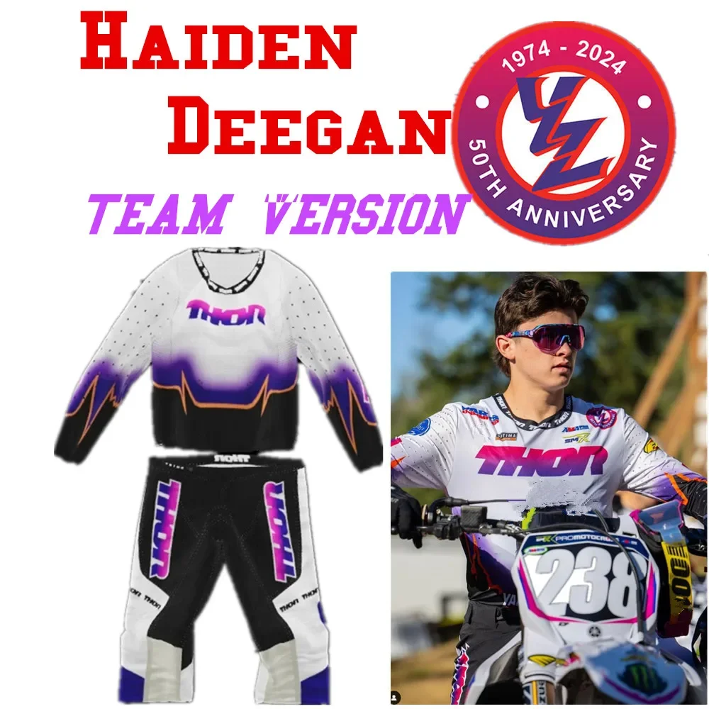 2025 For Haigen Deegan YZ 50 YEARS Retro Motocross Gear Set Thor MX Jersey Set Moto Suit Off Road Dirt Bike Combo