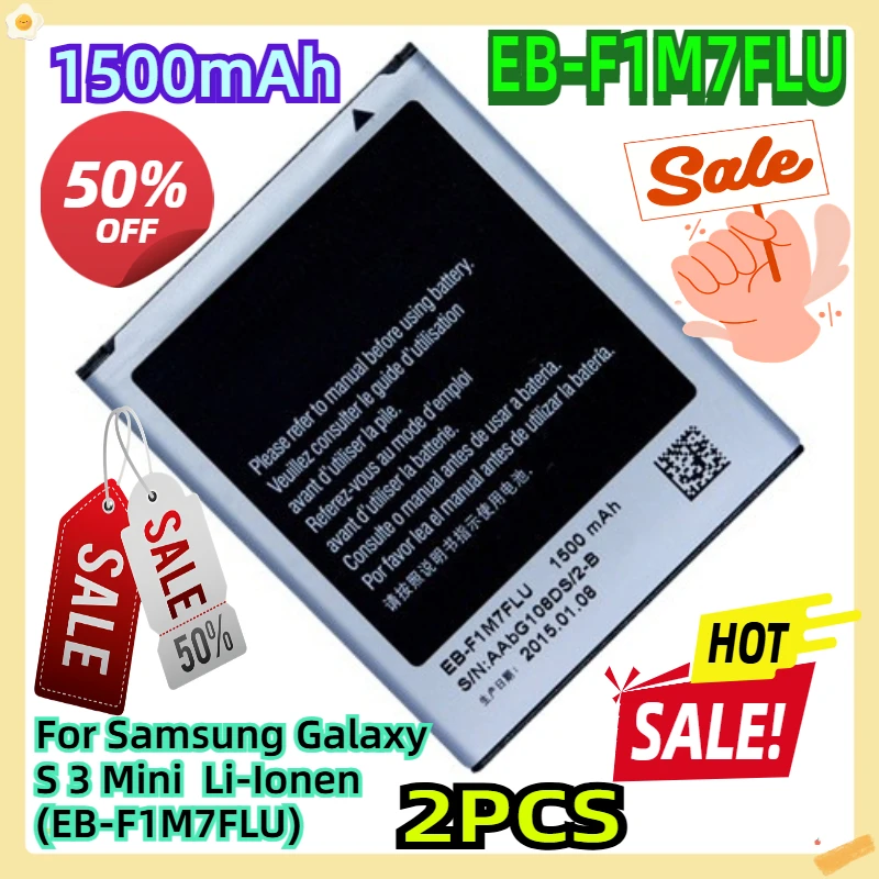 

For Samsung Galaxy S 3 Mini 1500mAh Li-Ionen (EB-F1M7FLU) 2pcs