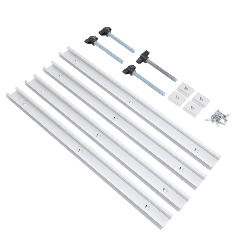 Track And Slider Kit Aluminum Alloy Woodworking Sliding Slot Guide Rail T Slot Miter Track Jig