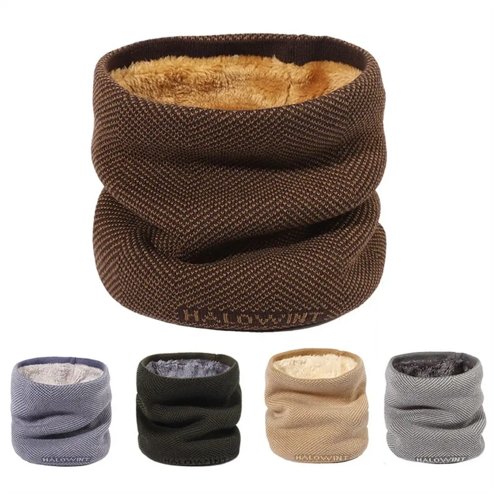 Versatile Soft Knitted Warm Scarves Thick Keep Warm Neck Gaiter Plush Solid Color Face Cover for Winter