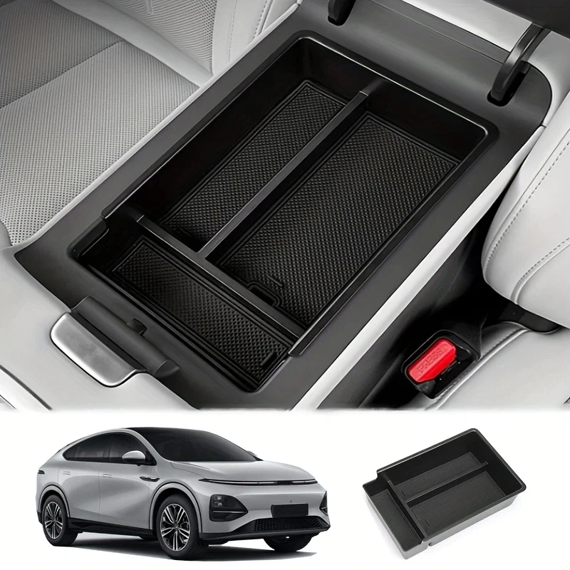 ل XPENG G6 وحدة التحكم المركزية مسند الذراع درج منظم دائم ABS صندوق تخزين أسود مع مقسم اكسسوارات السيارات الداخلية