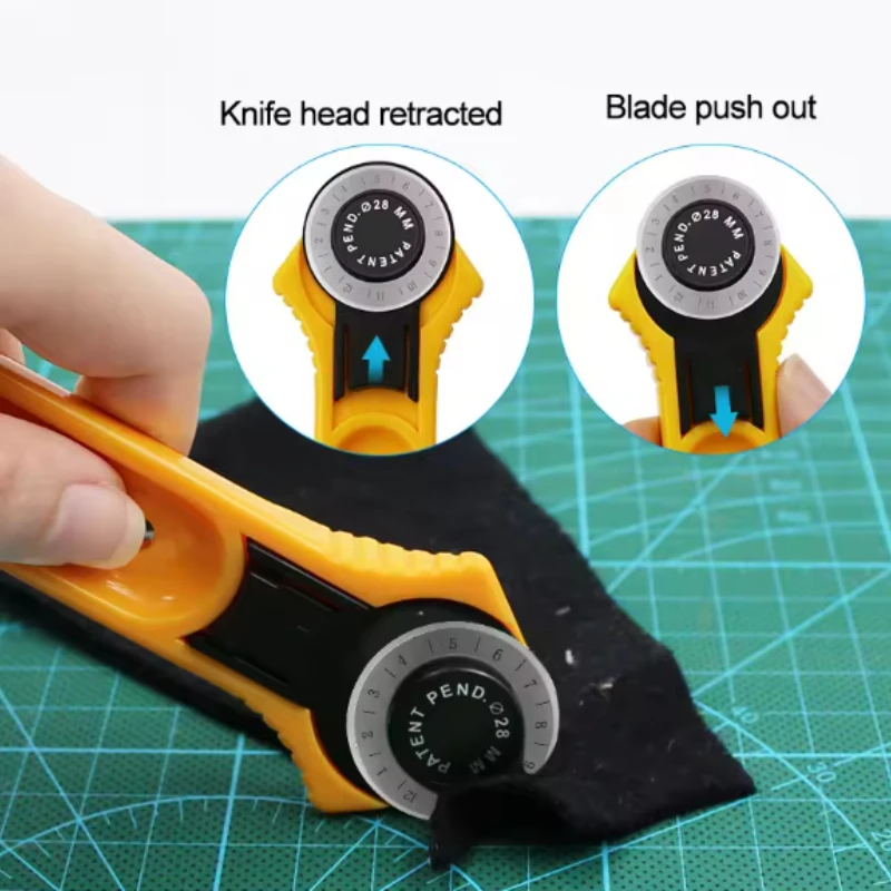 28mm /45mm Rotary Cutter Patchwork Roller Wheel Round Knife with Scale Leather Craft Fabrics Cloth Cutting Tailor Tools