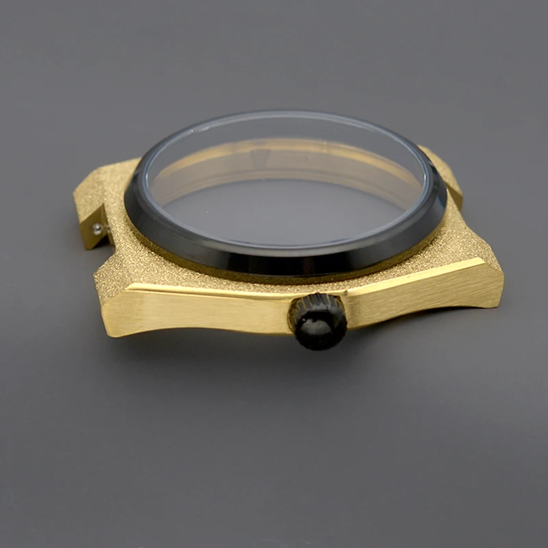Mod Nh35 Case Gold Grit Nail Sand Effect Watch Case Super Player PRX Sapphire Glass Fit NH34 4R35 4R36 NH35 NH36 Gift Watch Case