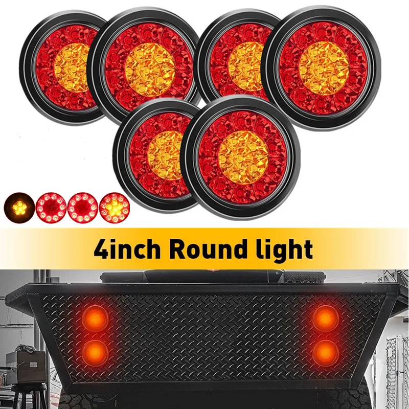 

Комплект из 6 круглых задних фонарей для грузовиков, 4 дюйма, 16 светодиодов, указатели поворота, стоп-сигналы, габаритные огни, 12В/24В