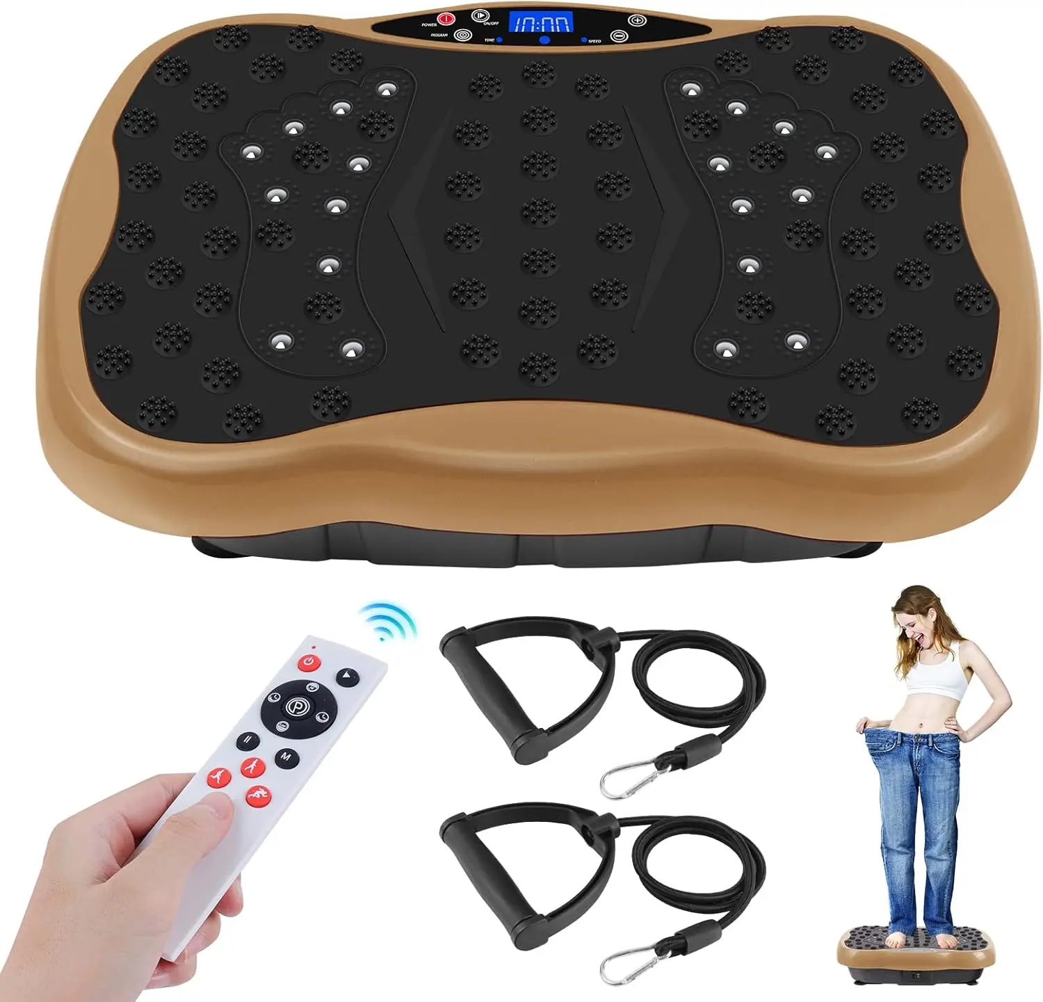 

Full Body Vibration Platform for Weight Loss & Home Fitness, 120 Speeds, Resistance Bands & Remote