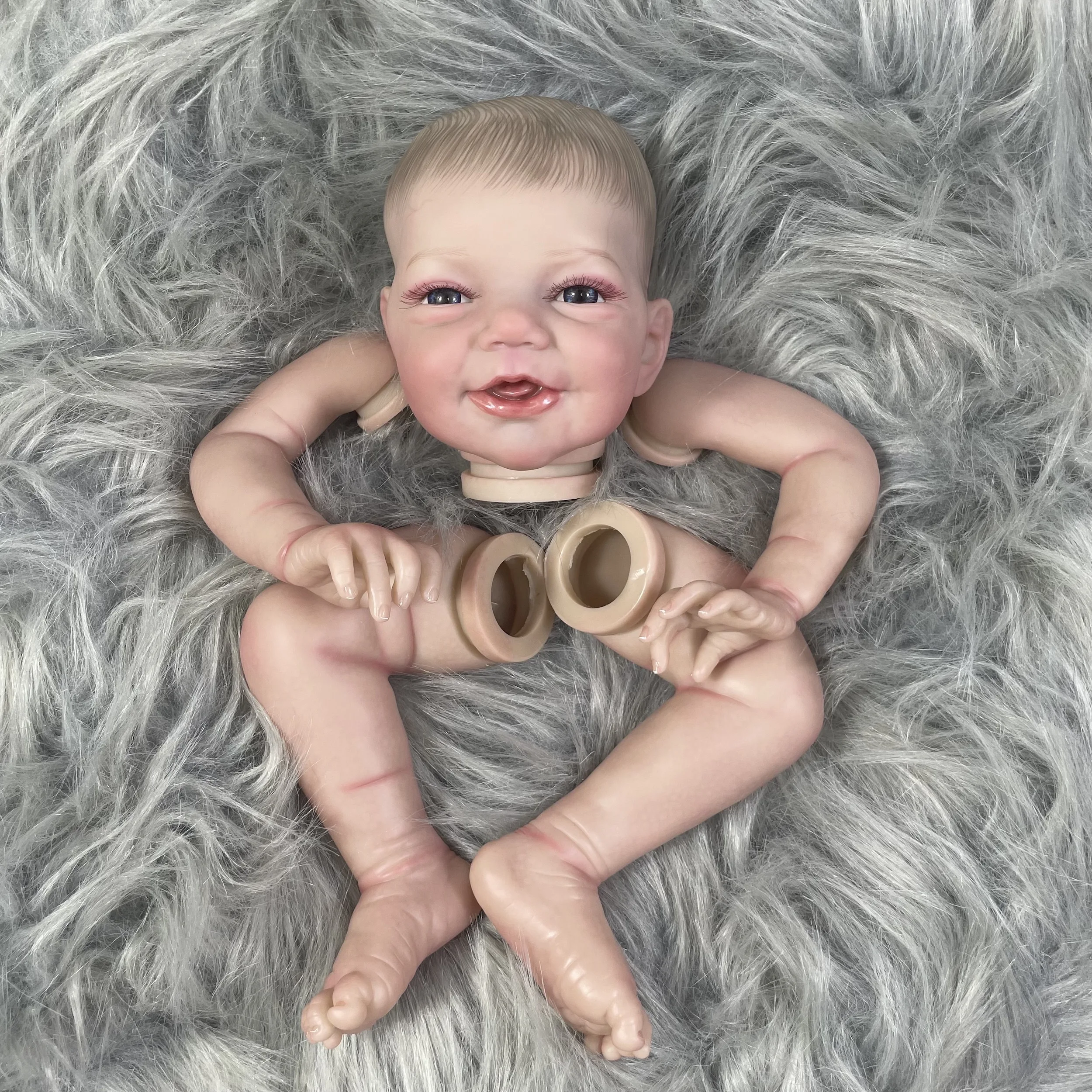 MRB 19 inch Finished Painted Reborn Doll Parts Charlie Vinyl Kit Cute Baby 3D Painting with Visible Veins Cloth Body Included