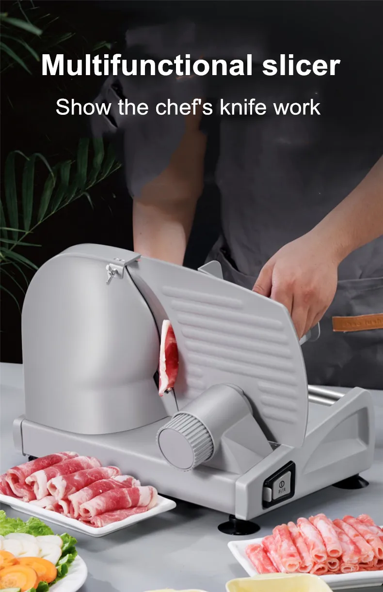 220V Elektrische Lebensmittel Slicer Fleisch Lebensmittel Haushalt Desktop Fleisch Slicer Lamm und Rindfleisch Slicer 0-22mm Brot schinken Fleisch Schneiden Maschine – Detail 1