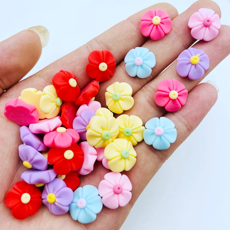 30 Pcs New Cute Kawaii Mini Cartoon Floret Flat Back Resin Cabochons Scrapbook Diy Wedding Hairpin Accessories Craft H57