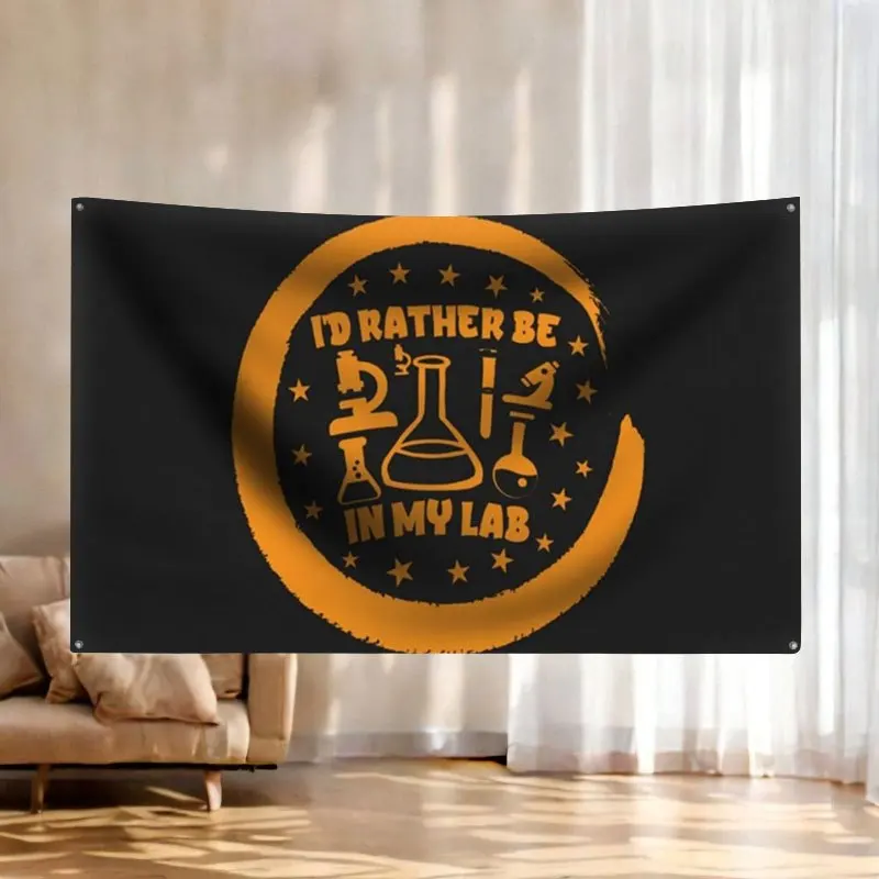 Chemistry Lab Banner Tapestry I'd Rather Be In My Lab Science Geek Decor Gift Poster Flag 60x90cm